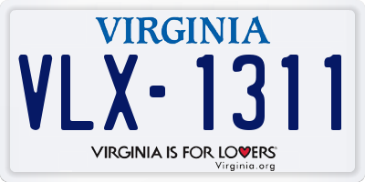 VA license plate VLX1311