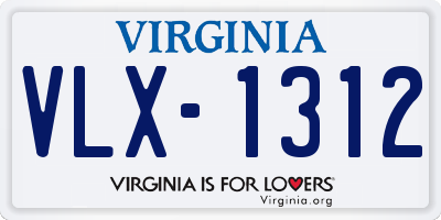 VA license plate VLX1312