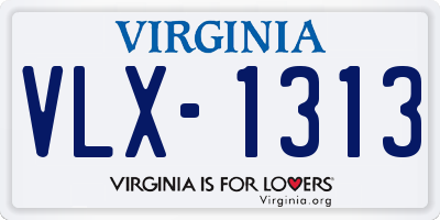 VA license plate VLX1313