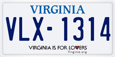 VA license plate VLX1314