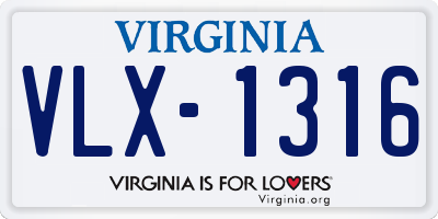 VA license plate VLX1316