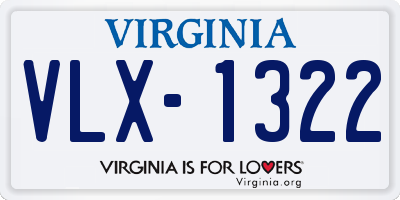 VA license plate VLX1322