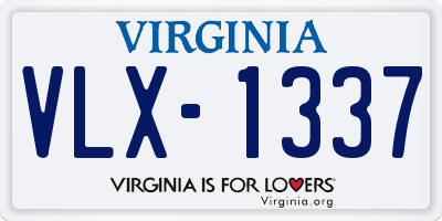 VA license plate VLX1337