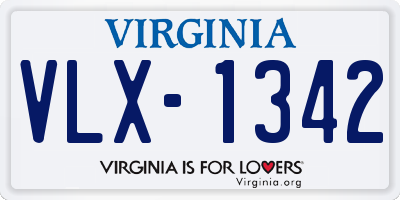 VA license plate VLX1342