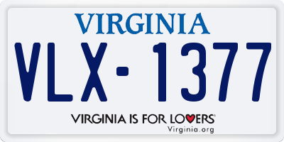 VA license plate VLX1377