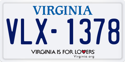 VA license plate VLX1378