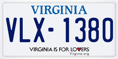 VA license plate VLX1380