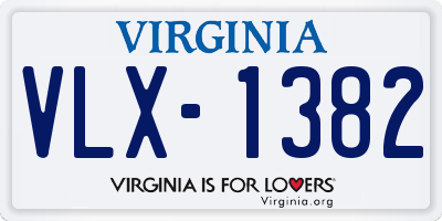 VA license plate VLX1382