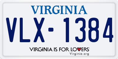 VA license plate VLX1384