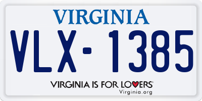 VA license plate VLX1385