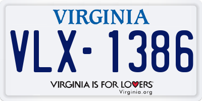 VA license plate VLX1386