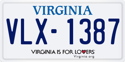 VA license plate VLX1387