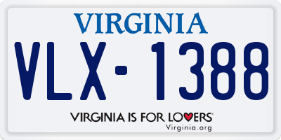 VA license plate VLX1388