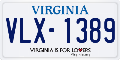 VA license plate VLX1389