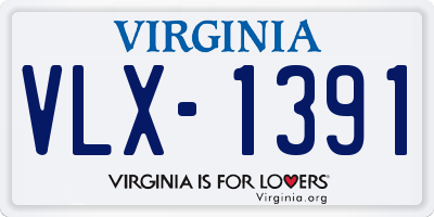 VA license plate VLX1391