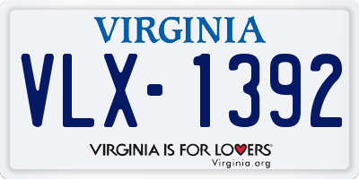 VA license plate VLX1392