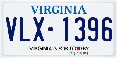 VA license plate VLX1396