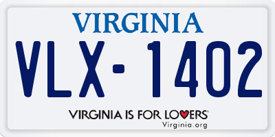 VA license plate VLX1402