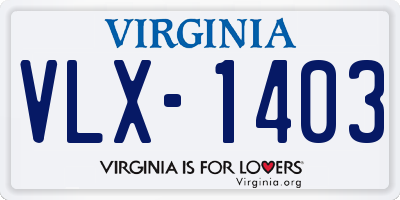 VA license plate VLX1403