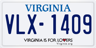 VA license plate VLX1409