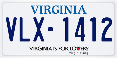 VA license plate VLX1412