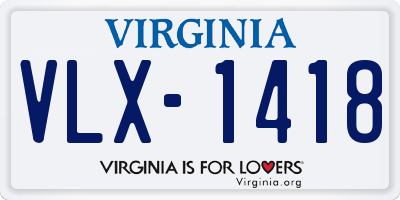 VA license plate VLX1418