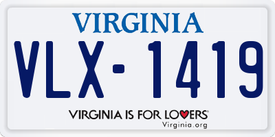 VA license plate VLX1419