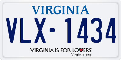 VA license plate VLX1434