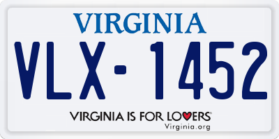 VA license plate VLX1452