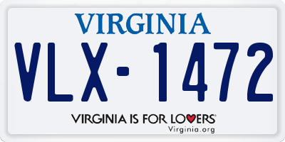 VA license plate VLX1472