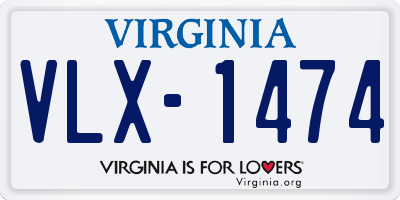 VA license plate VLX1474