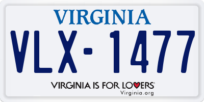 VA license plate VLX1477