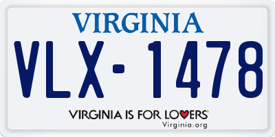 VA license plate VLX1478