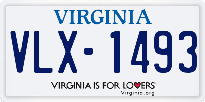 VA license plate VLX1493