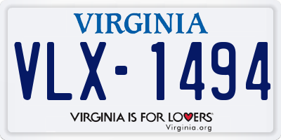 VA license plate VLX1494