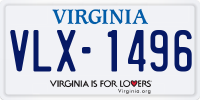 VA license plate VLX1496