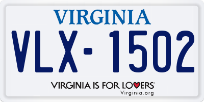 VA license plate VLX1502