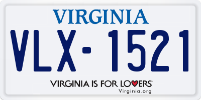 VA license plate VLX1521