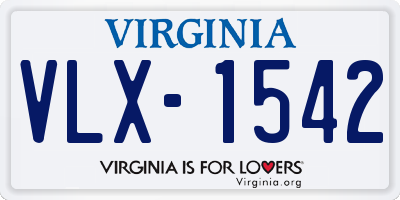 VA license plate VLX1542