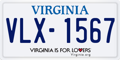 VA license plate VLX1567