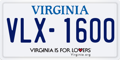 VA license plate VLX1600