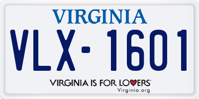 VA license plate VLX1601