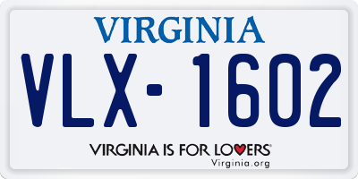 VA license plate VLX1602