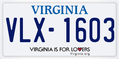 VA license plate VLX1603