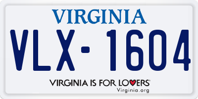 VA license plate VLX1604