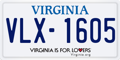 VA license plate VLX1605