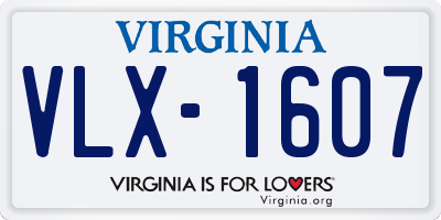 VA license plate VLX1607