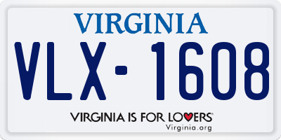 VA license plate VLX1608