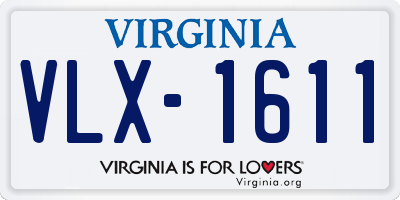 VA license plate VLX1611