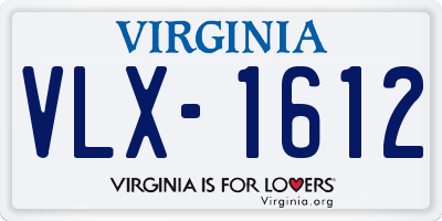 VA license plate VLX1612